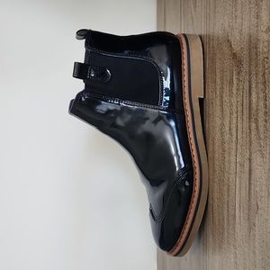 Zara Patent Leather Navy Blue Boots
